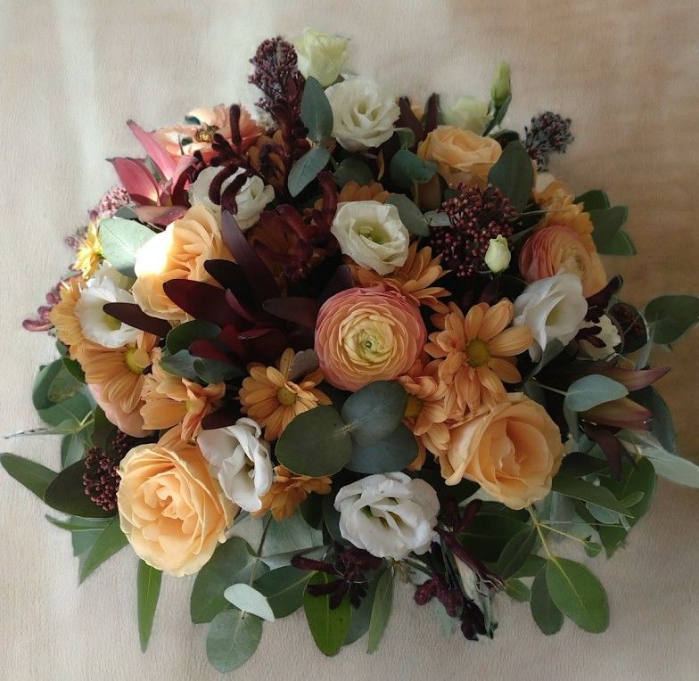 Bouquet de la mariée couleurs automne par artisan fleuriste mariage Auterive A Fleur d'Art