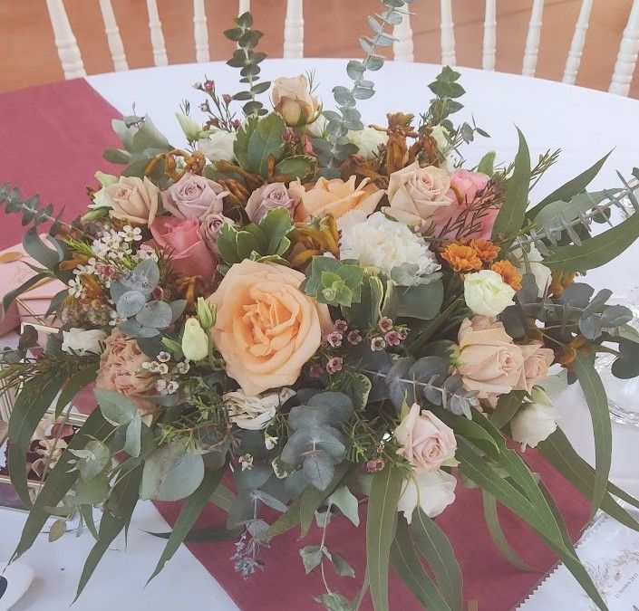 Décoration de table mariage terra cotta Château de Moussens à Caujac par fleuriste mariage Auterive A Fleur d'Art