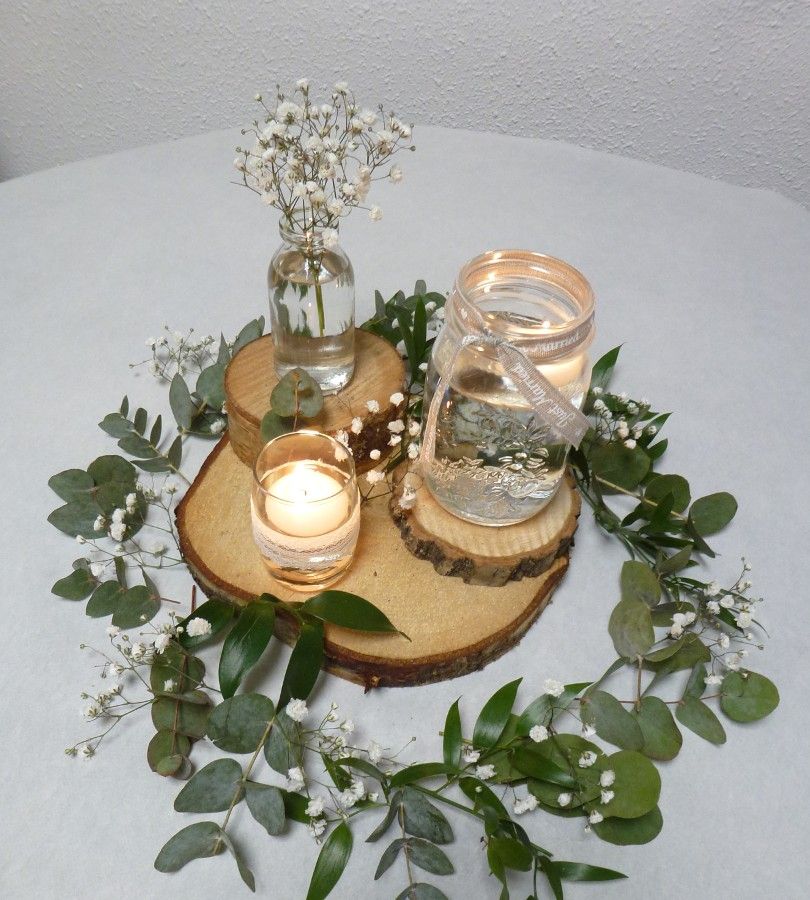 Décoration table mariage avec bougies et eucalyptus fleuriste mariage Auterive et Cintegabelle A Fleur d'Art Tina Black