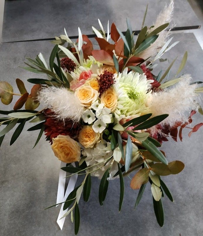 Bouquet de la mariée automne en couleurs d'automne chaudes mariage Toulouse par fleuriste mariage