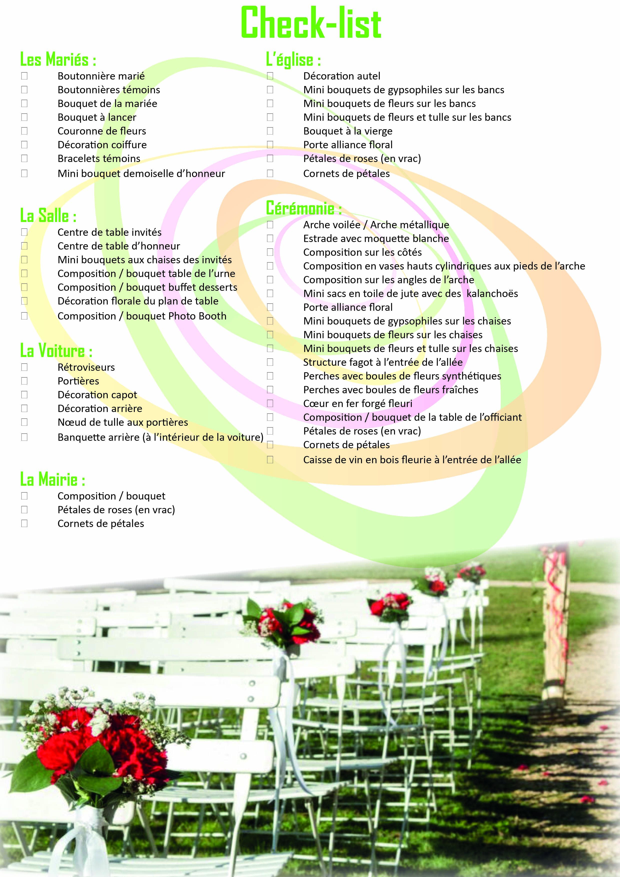 Check-list Mariés - Pour une bonne organisation de son Mariage - A Fleurt D'art - Artisan Fleuriste 