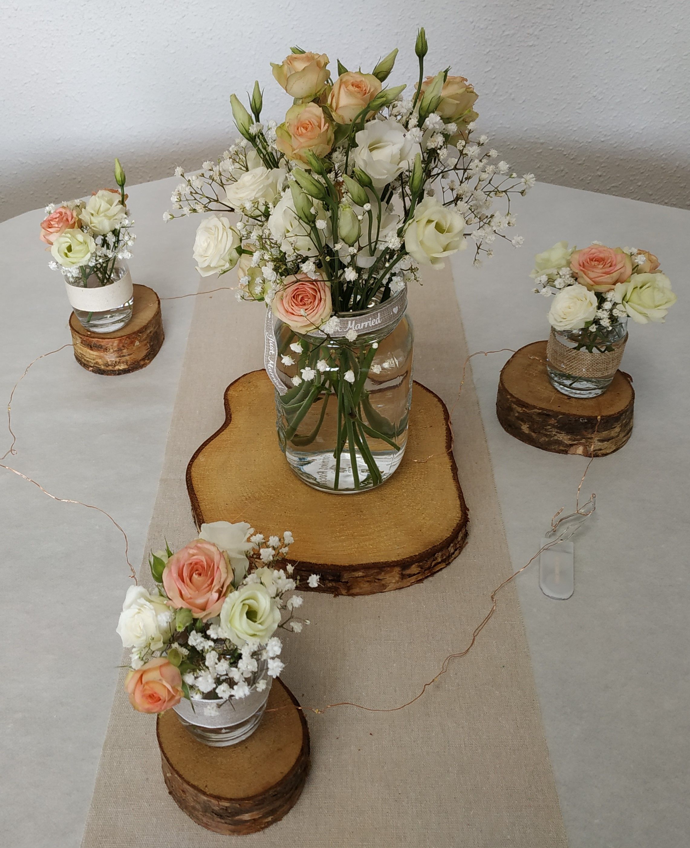 Centre de table pour mariage aéré Moulin de Rudelle par A Fleur d'Art